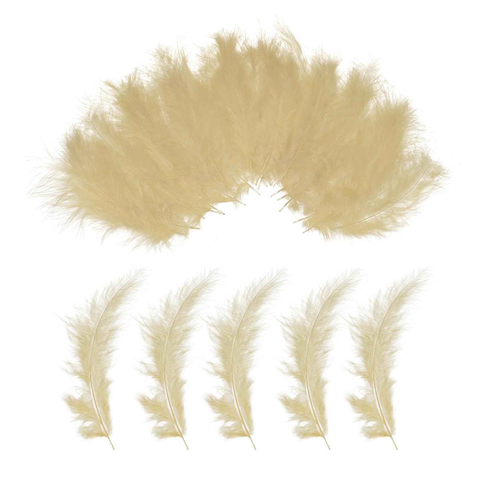 PATIKIL 200 Pack Fluffy Turkey Marabou Feathers,4-6 Inches Khaki Natural Turkey Feathers for Crafting Dream Catcher Fringe Trim Fly Tying Party Decorations