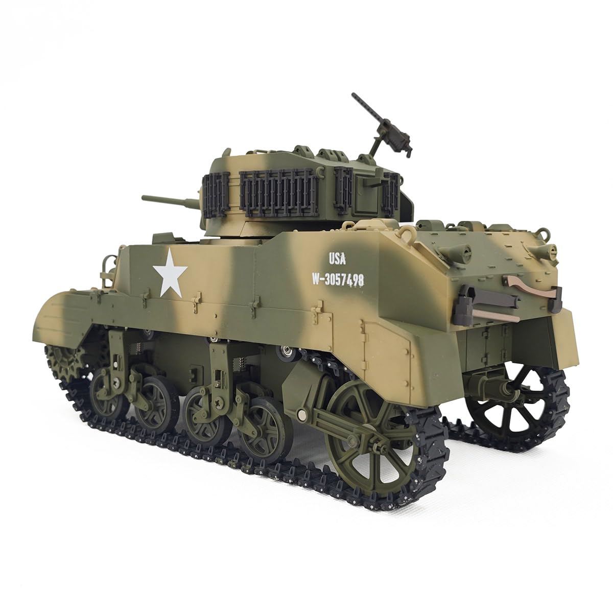 M5A1 Stuart Light - Tanque teledirigido para adultos, 1:16, con efectos de luz de sonido, salida de humos, telescopio, vehículo militar RC para más de 16 años
