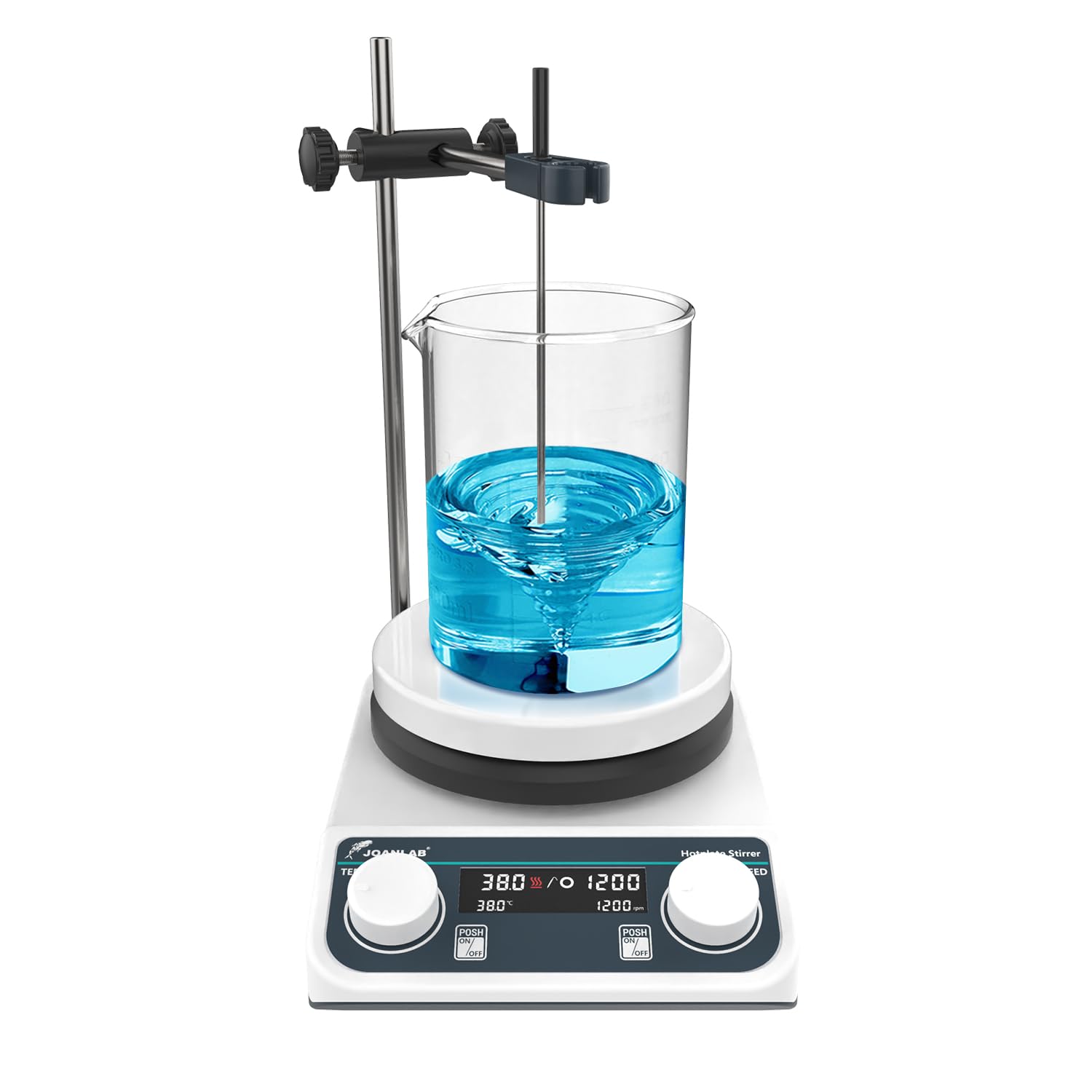 JOANLAB Agitatore Magnetico con Piastra Riscaldante, 310°C, Piastra in Ceramica da 5 Pollici, Miscelatore Magnetico Digitale con Timer, 50-1500 rpm, Capacità 3L