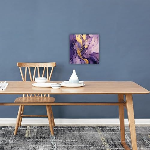 Miniatura 3 de ZHOUWALLPIC Arte abstracto para pared, textura morada y dorada, impresiones artísticas fluidas de mármol, pinturas para decoración del hogar