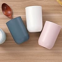 Vista 4 de Vaso de agua de plástico irrompible reutilizable, vasos con cepillo de dientes, vasos multicolor para niños y parejas (gris)