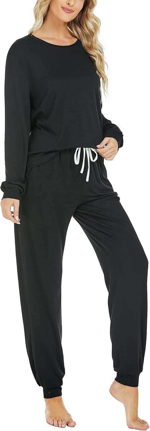 LOCUBE Women's Pajama Set - Ultra Soft Long Sleeve Top & Drawstring Pants with Pockets, 2-Piece Lounge Set - Image 3