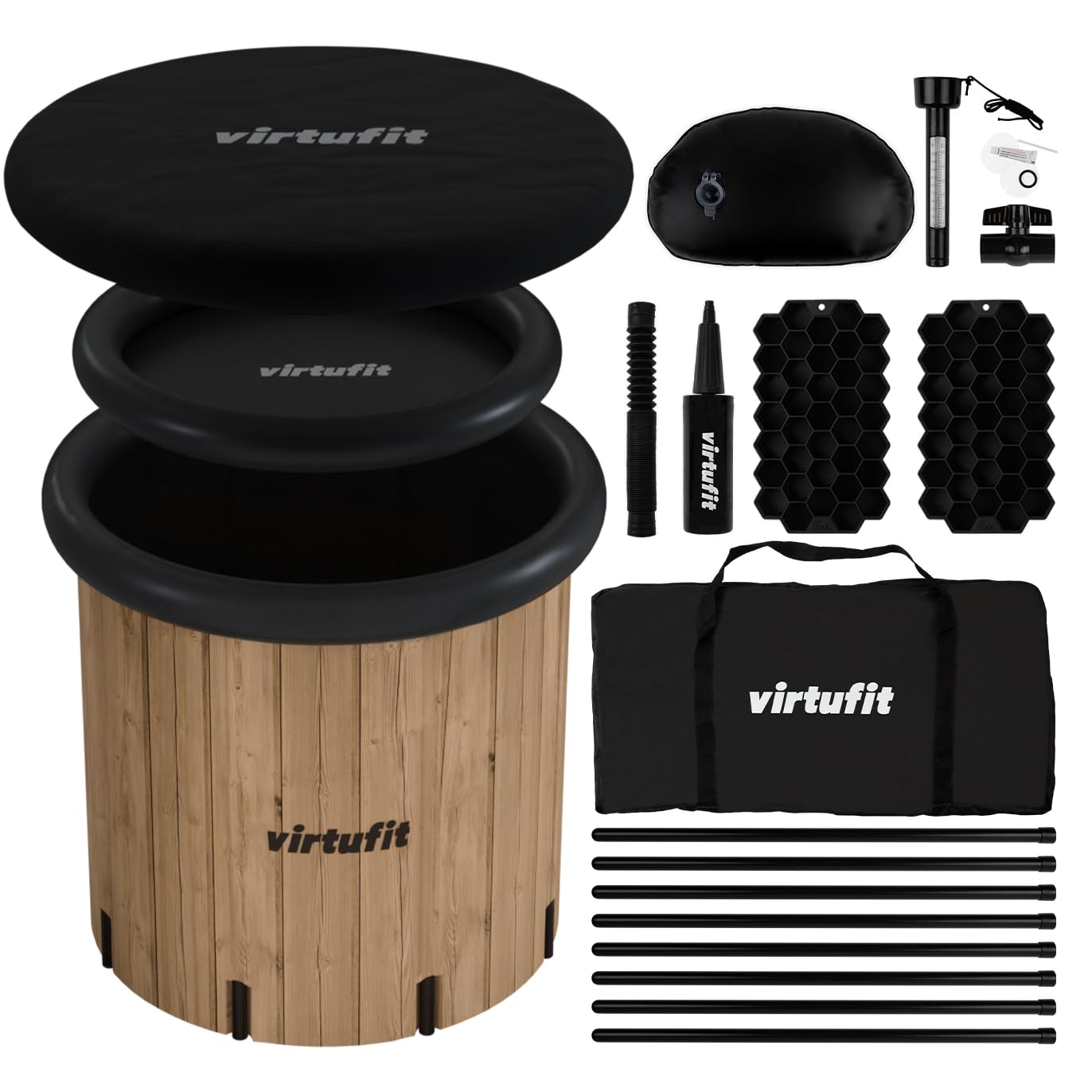 VirtuFit Bagno ghiaccio XXL – 375 litri – effetto legno