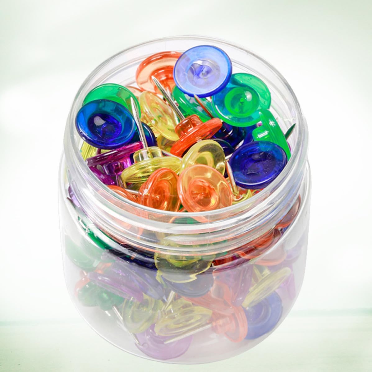 100 Pcs Large Colorful Push Pins with Storage Can image 5