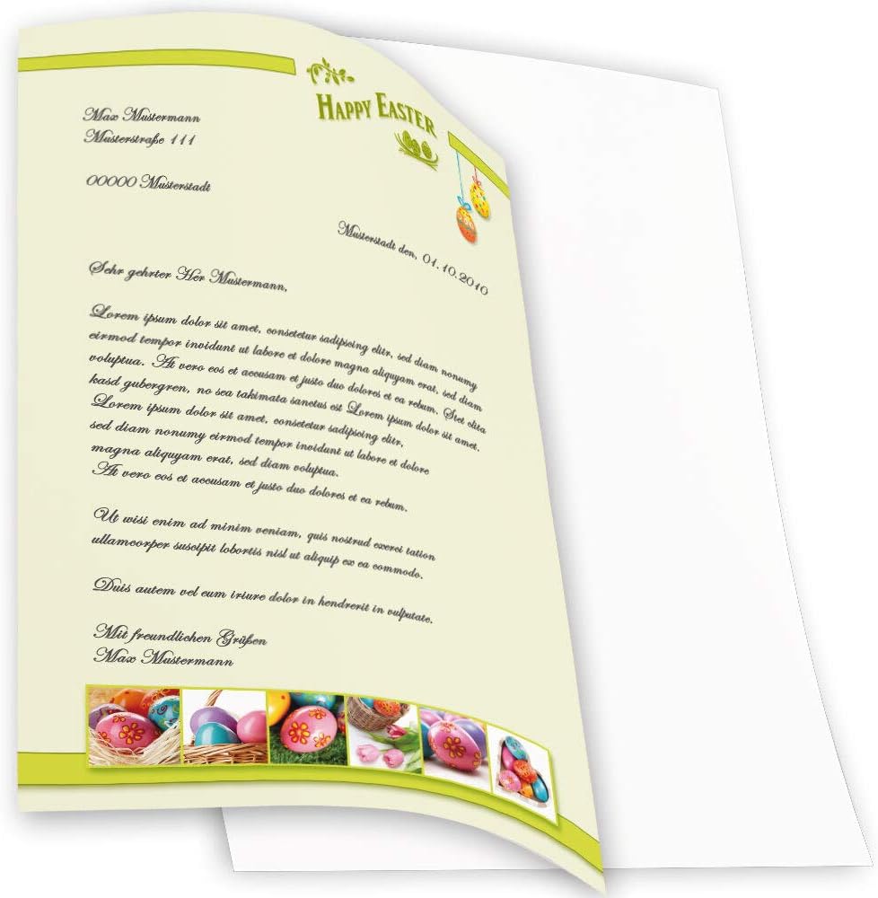 250 fogli di carta da lettera decorati Pasqua Cancelleria ...
