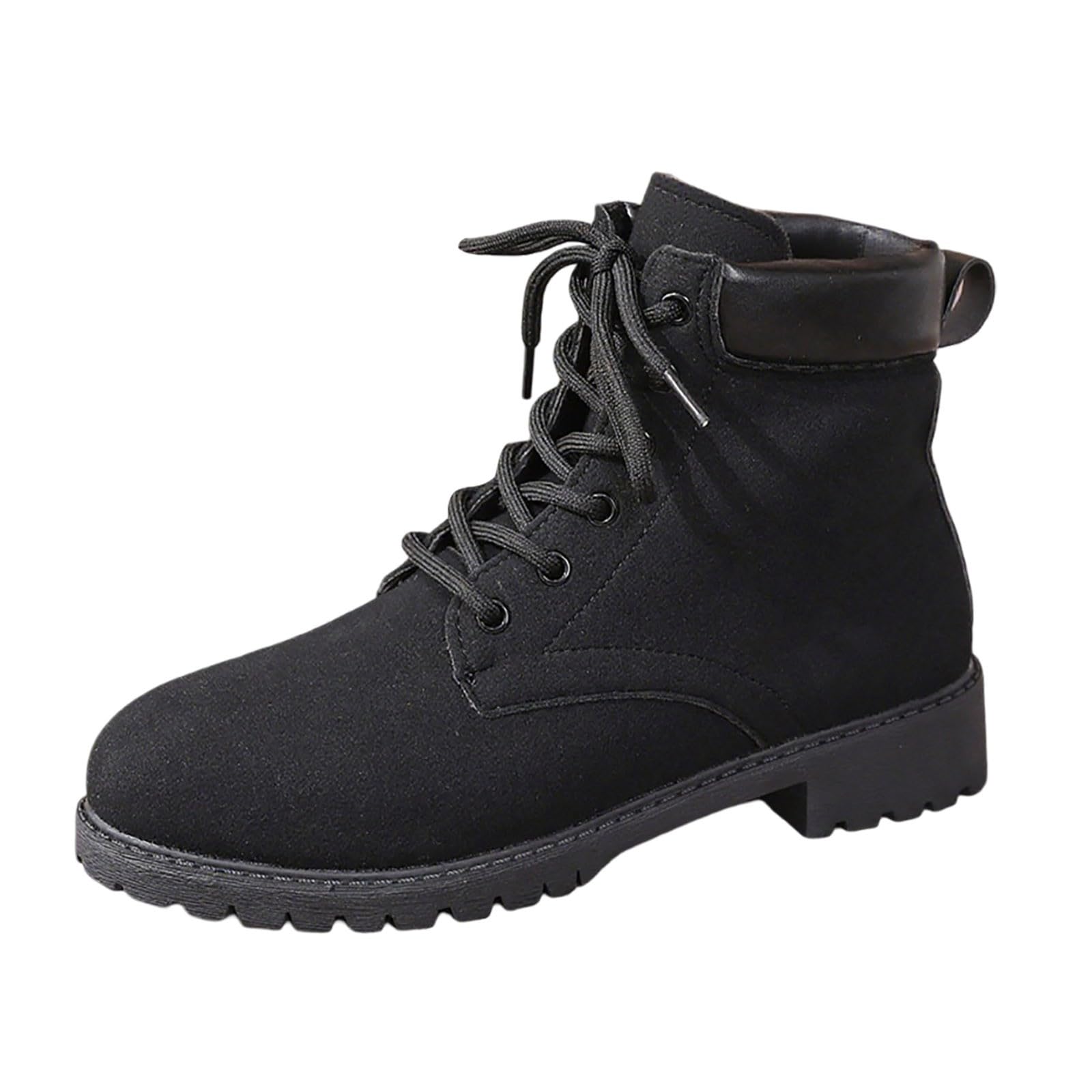 Ankle Boots for Women Lace up Waterproof Combat Boots Non Slip Outdoor Hiking Booties Classic Biker Riding Shoes