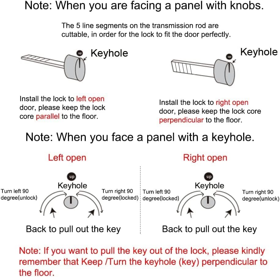 Miniatura 6 de Cerradura de puerta de bolsillo con llave, accesorios de puerta de privacidad adecuados para baño, dormitorio, etc. Empotrada de 2 lados, fondo de 2