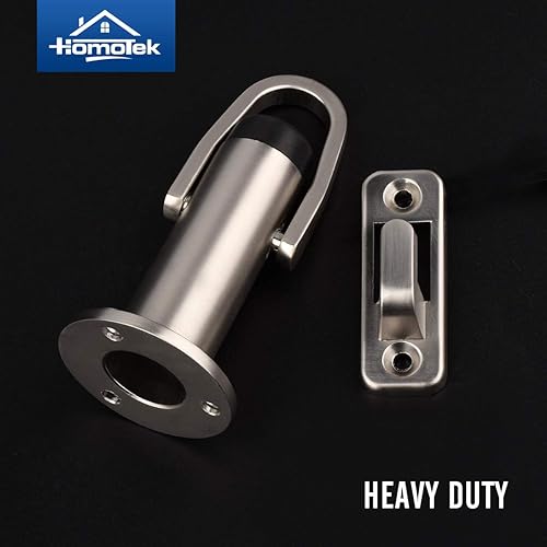 Miniatura 10 de HOMOTEK Paquete de 2 topes de gancho de pestillo resistentes, tope de soporte de puerta con amortiguador de sonido, protector de pared de goma para