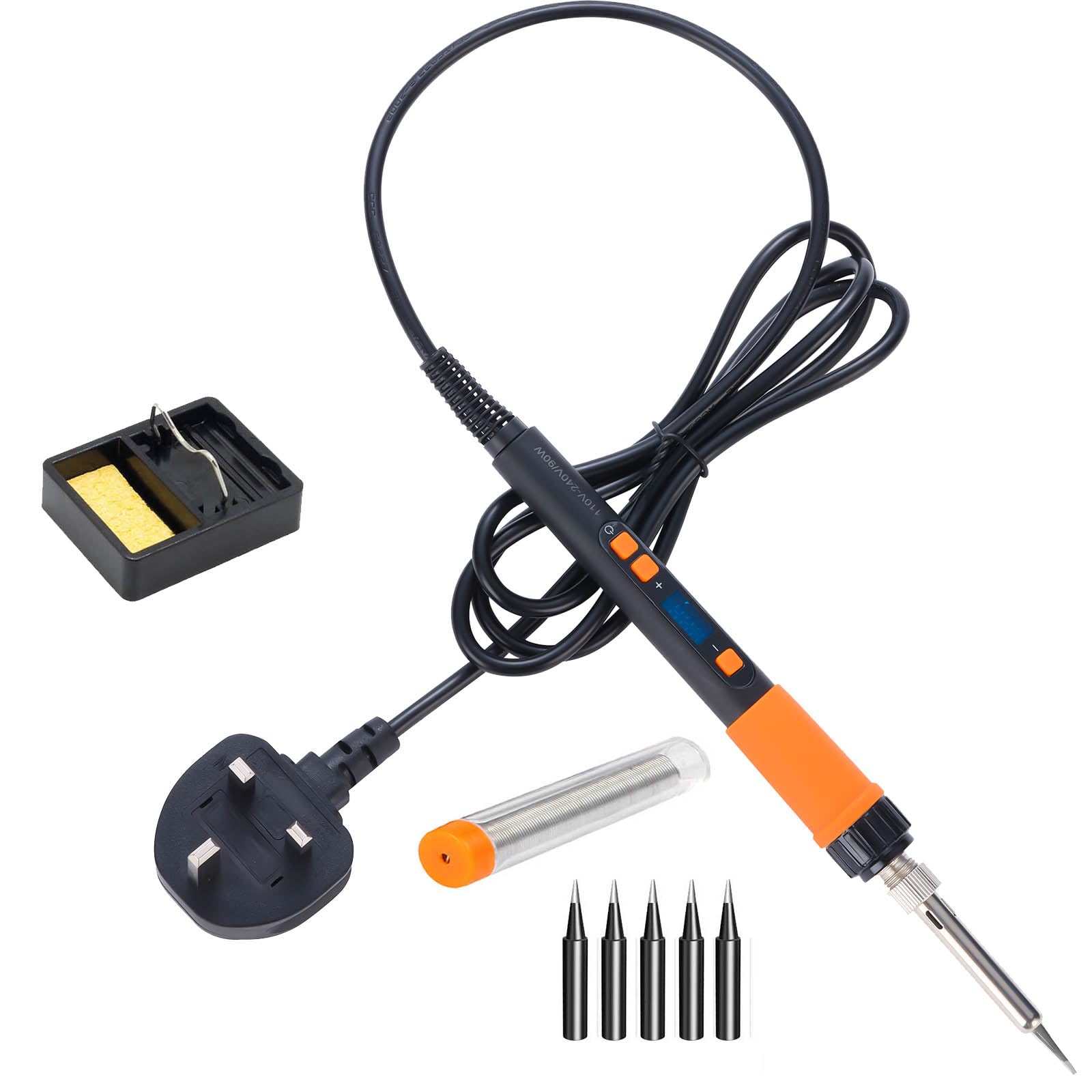 Soldering Iron Kit 90W,8-in-1 Set Adjustable Temperature 180-500℃ Digital LED Screen Soldering Iron Kit with Stand,Solder Wire,5 Solder Tips for Electronics Soldering