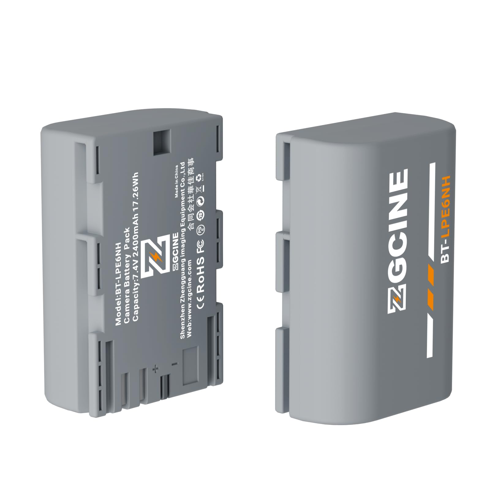ZGCINE BT-LPE6NH High Capacity Camera Battery for Canon XC10, XC15, EOS 5D, 5D Mark II, 5D Mark III