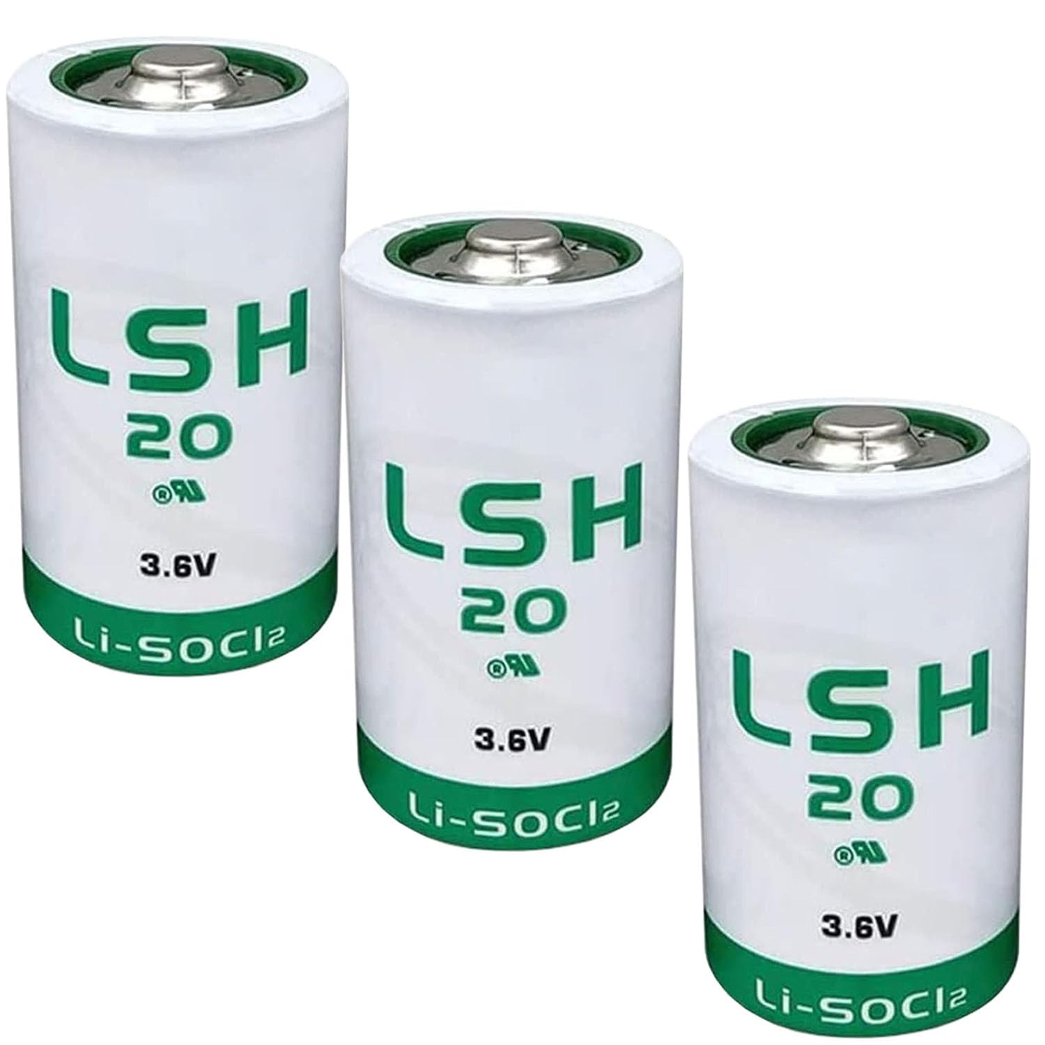 Giobbiy (3-Pcs) LSH20 Size D 3.6V 13000mAh Li-SOCI2 Battery for LSH20 Non-Rechargeable Battery, Green (3.6 Volt, 13 Ah, Non-Rechargeable)