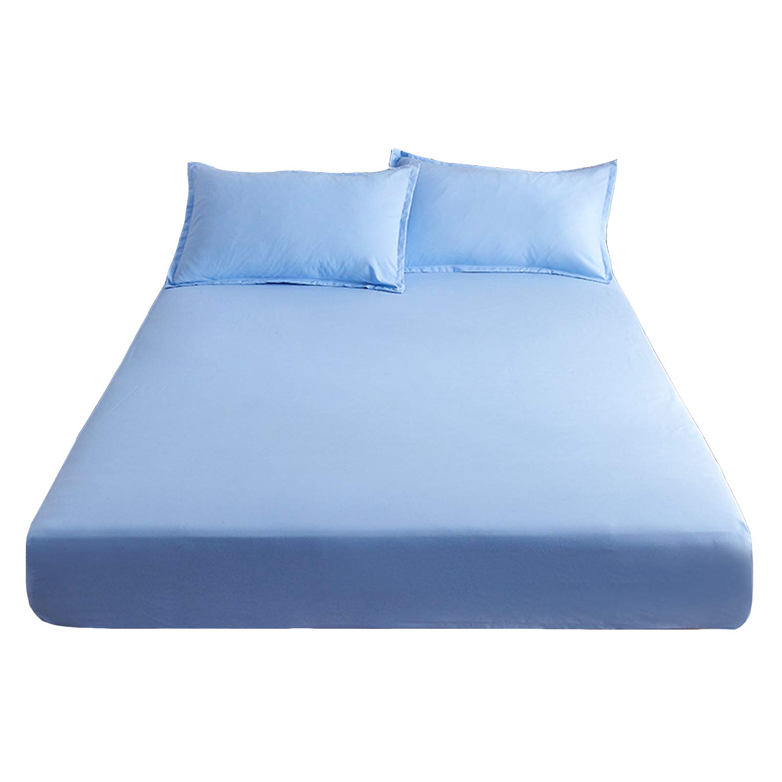 Cotton Fitted Sheet, Luxurious Non-slip Bottom Sheet with Strong Elastic, Hypoallergenic, Breathable Bed Sheets, Machine Washable Breathable Fabric (Blue,100 x 200 cm 2-10cm)