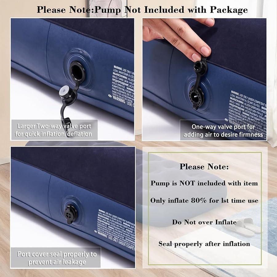Miniatura 5 de Colchón de aire de tamaño Queen  Cama inflable plegable para camping, hogar y invitados de viaje, colchón inflable impermeable, accesorios