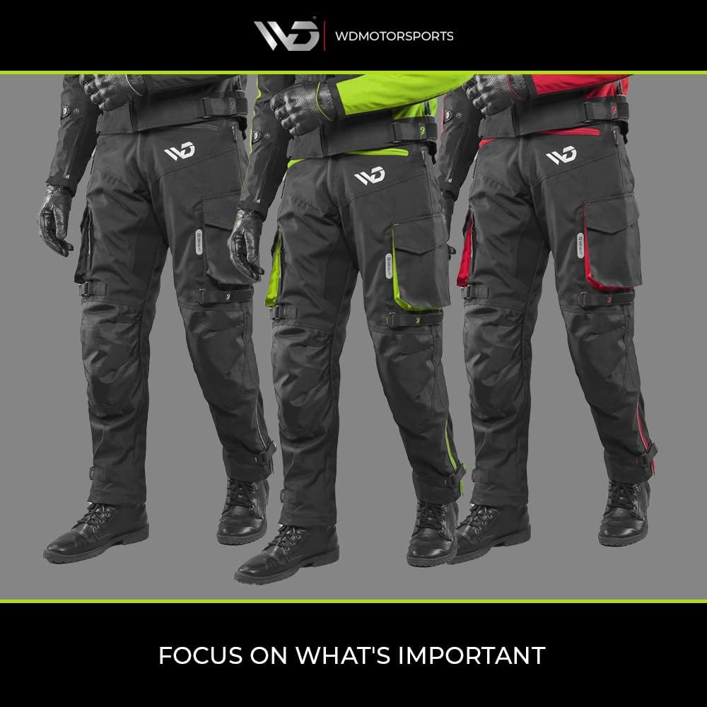 WD Motorsports Florida Pants, All-Season Textile Motorcycle Pants, Waterproof & CE Armored, Air Vent Zippers, Lightweight & Breathable, Dual Sport Biker Pants (Yellow, Small) : Clothing, Shoes & Jewelry