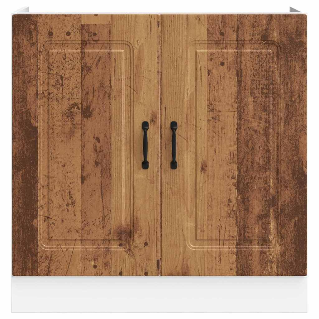 IKAYAA Armario Bajo para Fregadero Kalmar, Mueble Fregadero Cocina, sin encimera, 80 x 46 x 81.5 cm Madera Antigua