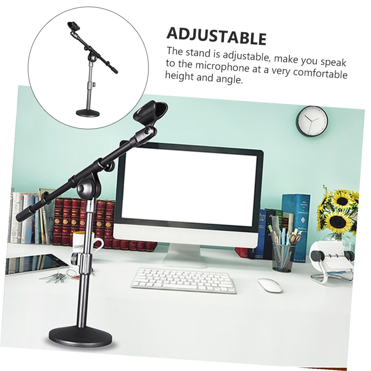 Didiseaon Supporto Microfono da Scrivania Regolabile per Conferenze e Podcast Base Stabile per Performance e Riunioni Professionali