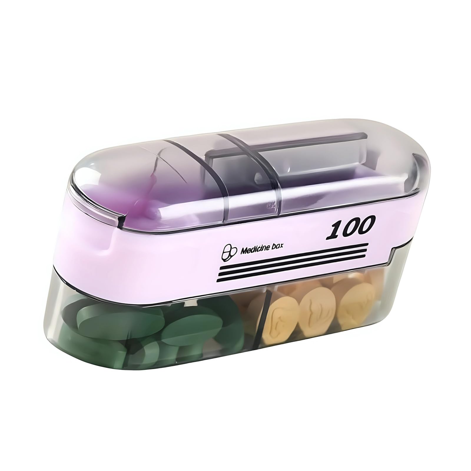 Maxtonser Clear Travel Pills Box With Built In Piercing Cutter Multifunctional Tablets Divider For Accurate Tablets Division
