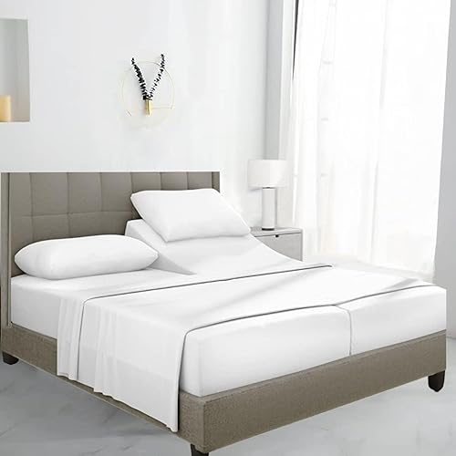 Miniatura 1 de Sábanas divididas de tamaño King para cama ajustable, juego de 5 piezas 100% algodón egipcio, tamaño King dividido, sábanas de lujo de 600 hilos,