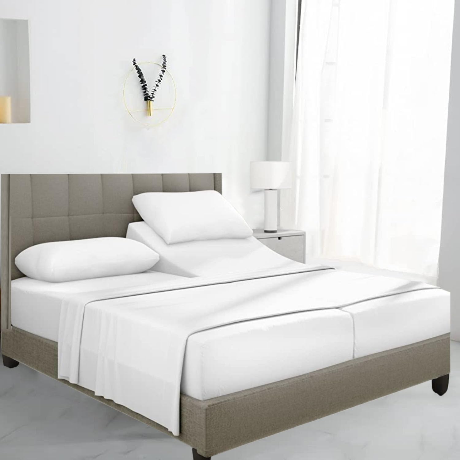 Split California King Sheets Set - 100 Egyptian Cotton 600 Thread Count - 5 PCs Split Cal King