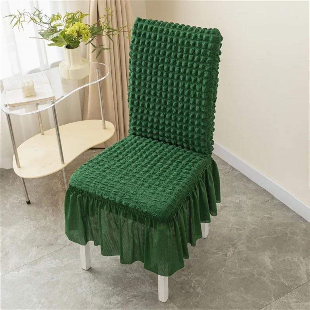 PBTMCD Seersucker Skirt Chair Covers Set Of 2 Stretch Washable Slipcovers For Dining Room Banquet Wedding Seat Protector(95#)