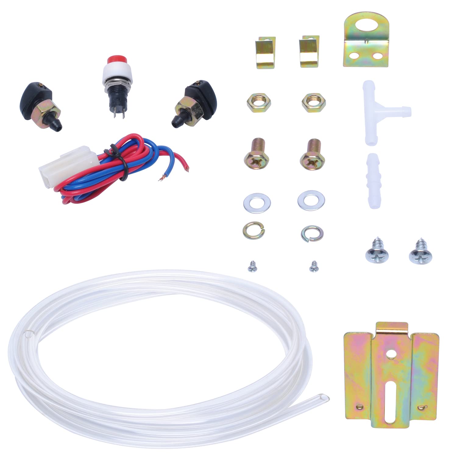 Pompe de Lave-Glace Universelle 12 V 160186 avec Réservoir | Ensemble avec Interrupteur à Bouton et Buse de Pulvérisation pour Remplacer ou Ajouter un Système de Nettoyage de Pare-Brise