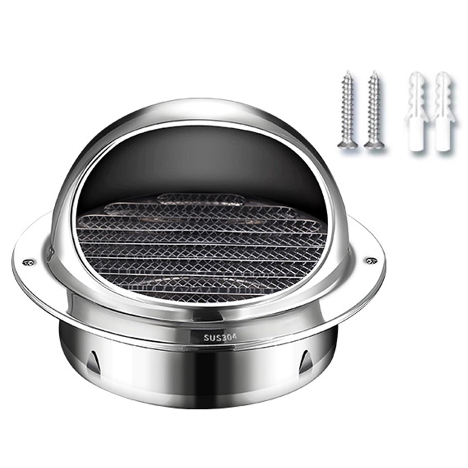 Grille D'aération Murale Ronde À Persiennes, Grille Ventilation en Acier Inoxydable avec Moustiquaire pour Applications Domestiques ou Industrielles(300mm/12inch)