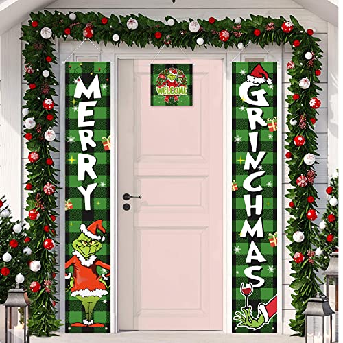 Christmas Banner, Christmas Porch Decorations Sign, 3 Pcs Christmas Door Banner Decorations, Indoor/Outdoor Christmas Decorations, Christmas Banners For Party Front Porch Fireplace Wall #TOP1