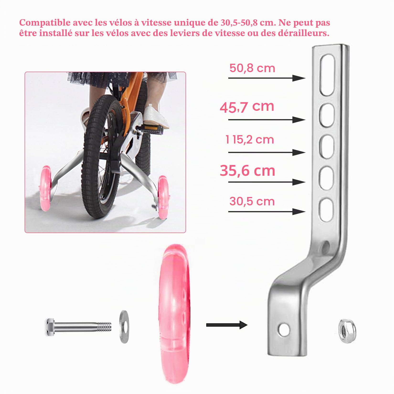 Roues stabilisatrices universelles Flash pour vélo enfant 12-20 pouces