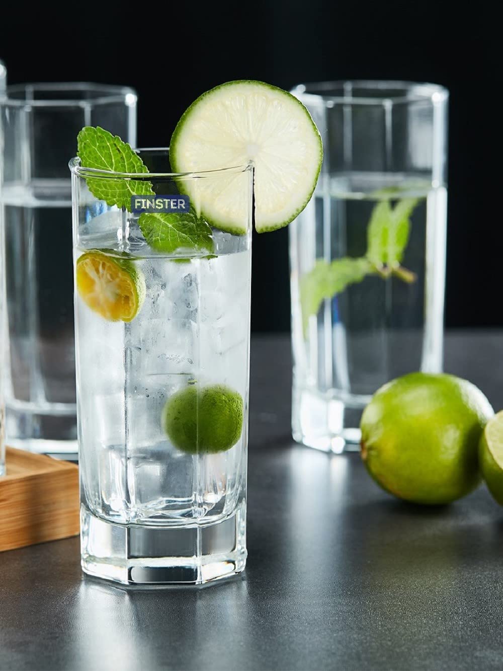 FINSTER Glass Tumblers - 6 Premium Cocktail Glasses -1 FINSTER Glass Tumblers - 6 Premium Cocktail Glasses -1