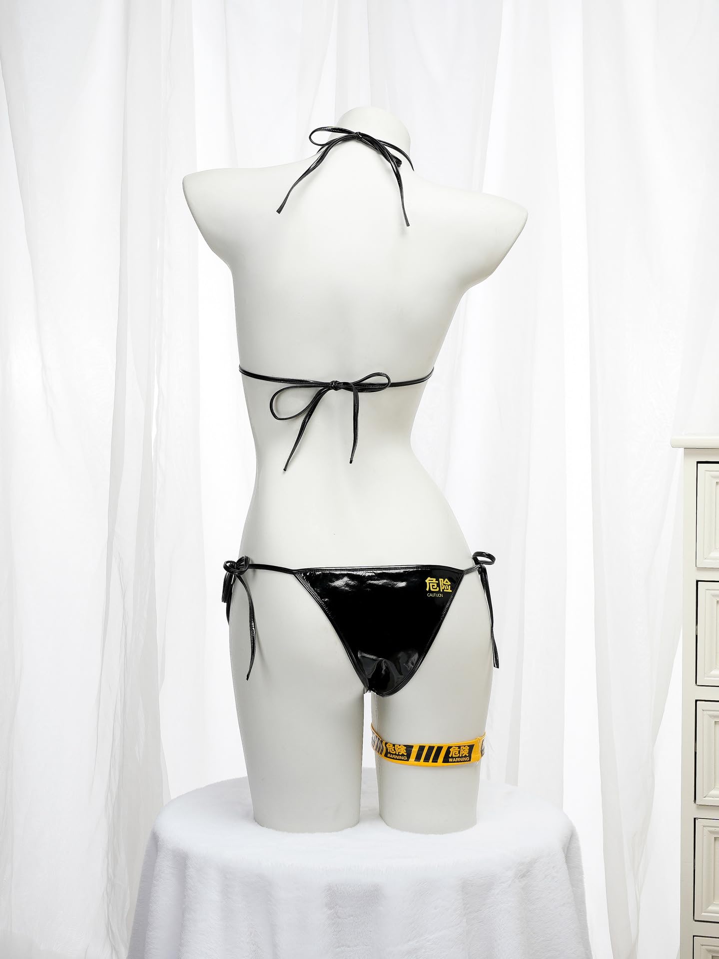 SINGUYUN Womens Micro Bikini Kawaiii Anime Cosplay Lingerie set Tiny Bra Thong Panty Bottom Extreme Swimwear Cute: One Size C2100black