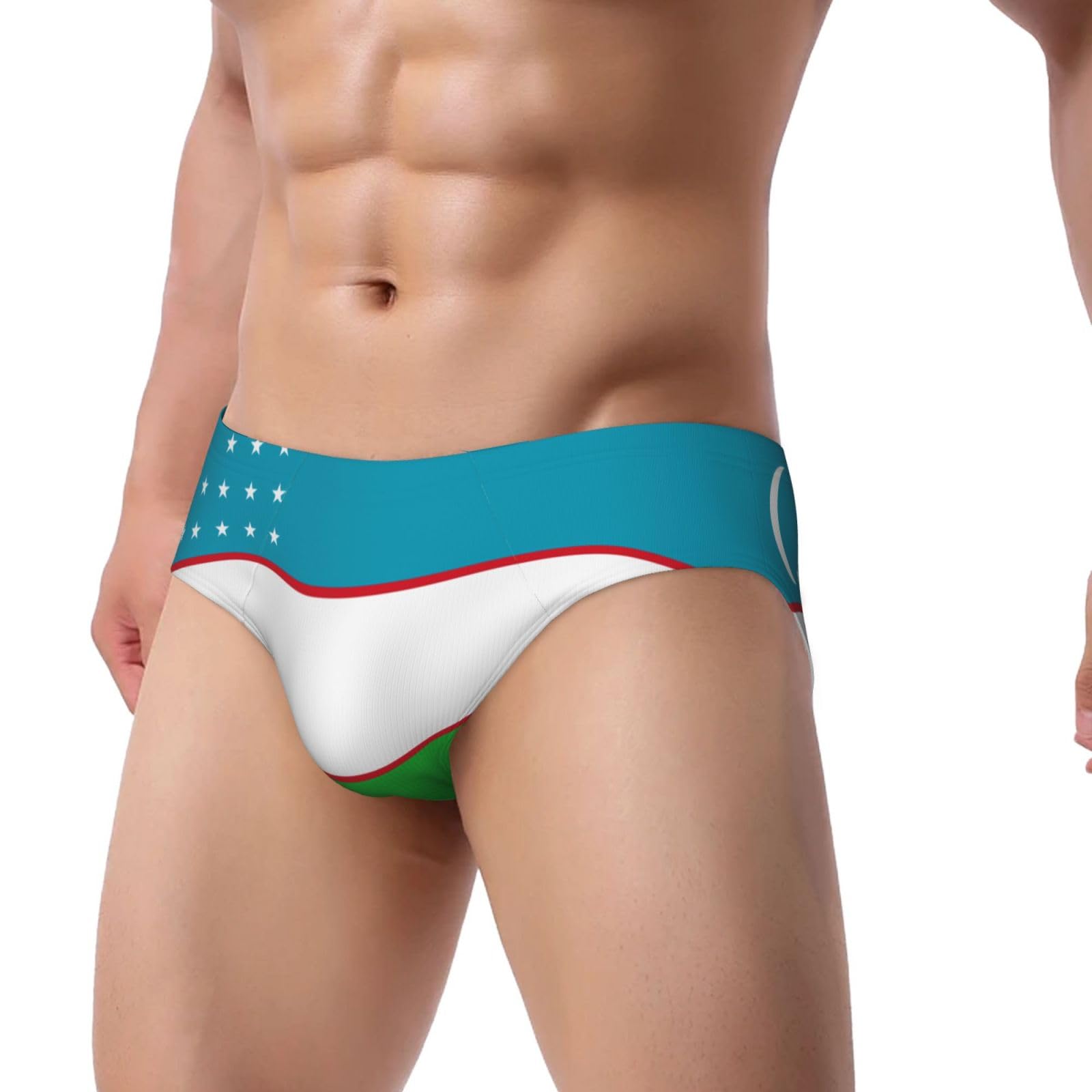 ChenGua Mens Bikini Swimwear Sports Triangle Swim Briefs - Flag of The Republic of Uzbekistan Print Bathing Suit Sexy Swimsuit Underwear X-Large Black