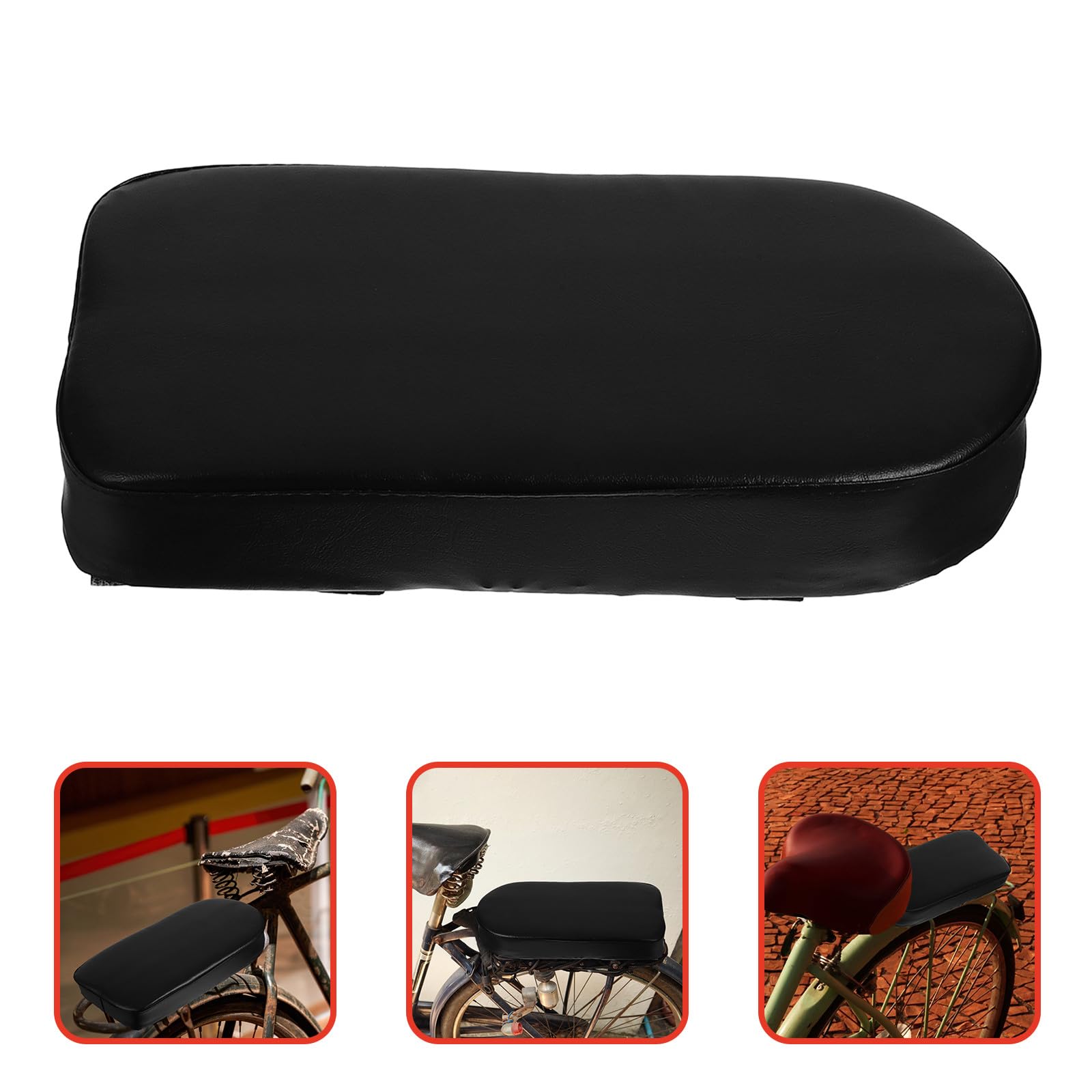 Healeved Cuscino Sedile Posteriore Bici in Finta Pelle e Spugna Nero, Comodo e Versatile per Adulti e Ragazzi Durante Uscite in Famiglia e Gruppi