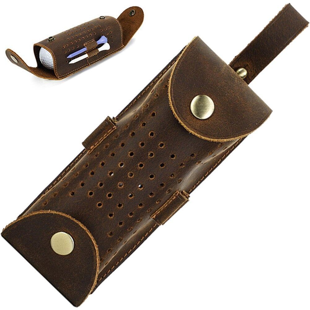 Luxylei Leather Golf Tees Holder Utility Pouch Portable Golf Waist Bag Mini Golf Ball Carry Bag Waist Belt Bag Golfing Accessories