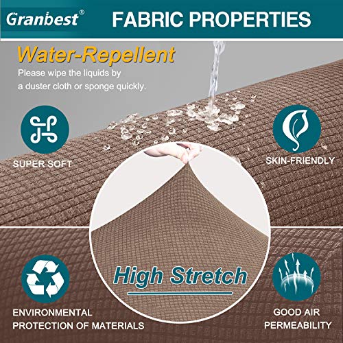 Granbest Premuim Water Repellent Armchair Covers 1 Piece Stretch Chair Slipcover for Living Room Non Slip Chair Protector Jacquard Sofa Cover 1 Seater Chair Covers (1 Seater - Image 3