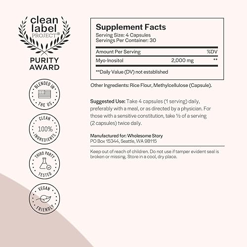Miniatura 2 de Suplemento puro de inositol  Suplemento de mio-inositol  Cápsulas de polvo de inositol  Mioinositol  Inositol 2000 mg  Suplemento de fertilidad