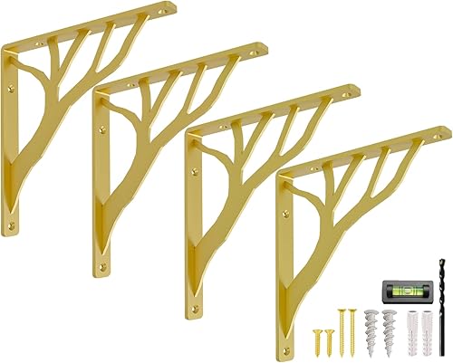 Miniatura 37 de Soportes de estante rústicos de 8 pulgadas a 10 pulgadas, soportes decorativos en L para estantes, soporte flotante de metal de hierro, soporte
