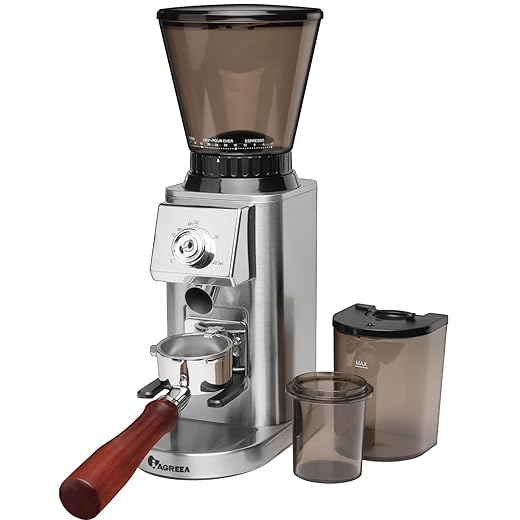 IAGREEA Stainless Steel Conical Burr Coffee Grinder for Espresso Coffee with Anti Static, Timed Grind Control Rotary Knob Adjustable Electric Burr Mill with 48 Precise Settings for Home Use