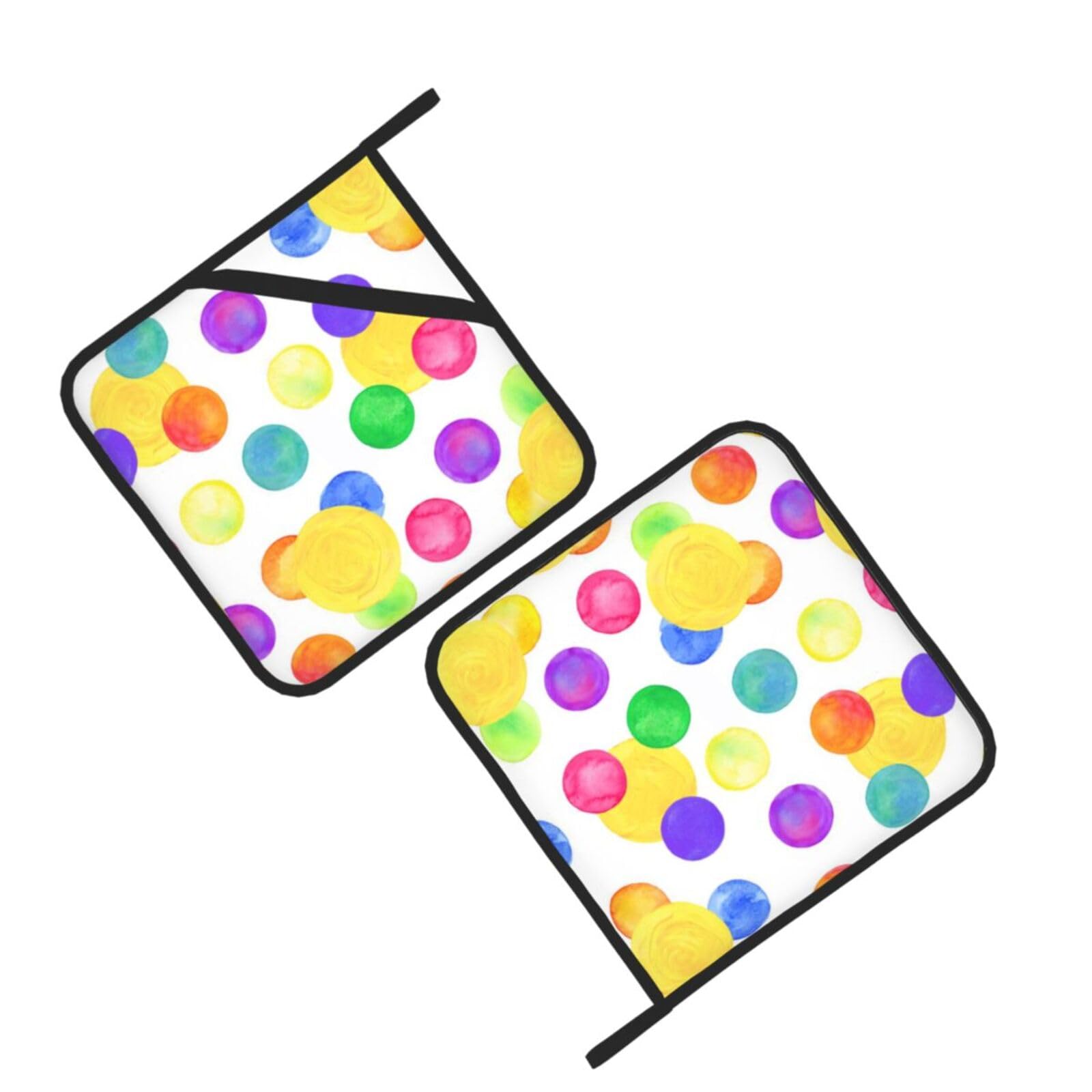 Watercolor Rainbow Circle Printed Oven Pot Holders Set of 2 Pcs Heat Resistant Kitchen Microwave Potholders for Cooking Baking Grilling