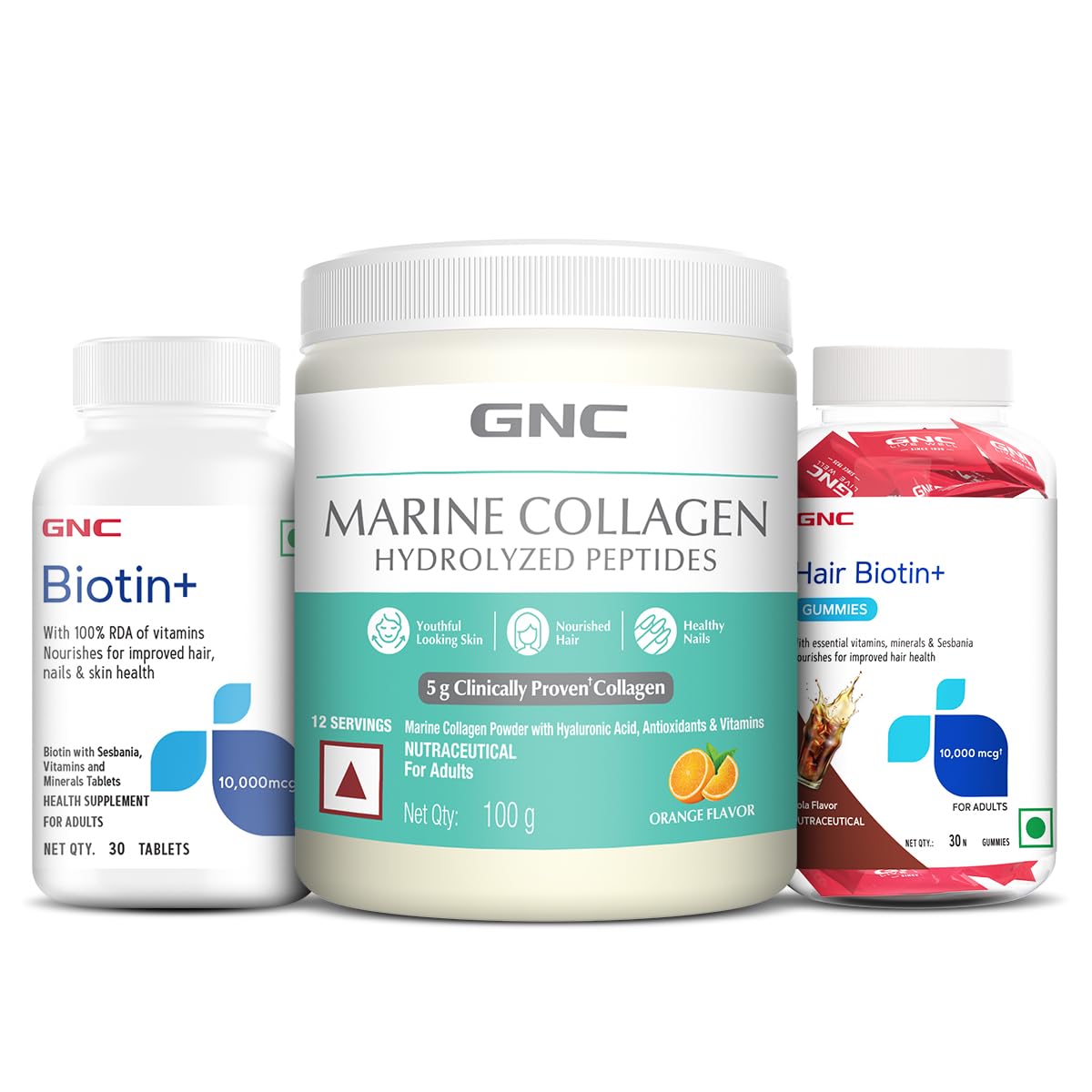 GNC Hair Care Combo With Biotin 30 tablets, Hair Biotin Gummies- 30 Gummies & GNC collagen 100 gm- Orange Flavour | For Hair Growth | New Hair Development| Anti Hairfall | Imported (B0DC6L89ZP) Amazon Price History, Amazon Price Tracker