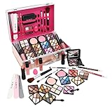 Glamza 84 Piece "Hot to Handle" Vegan Vanity Case - Full Aluminium Frame - Pink Lining - Premium Makeup Set with Eyeshadows, Brushes, Lip Gloss & More