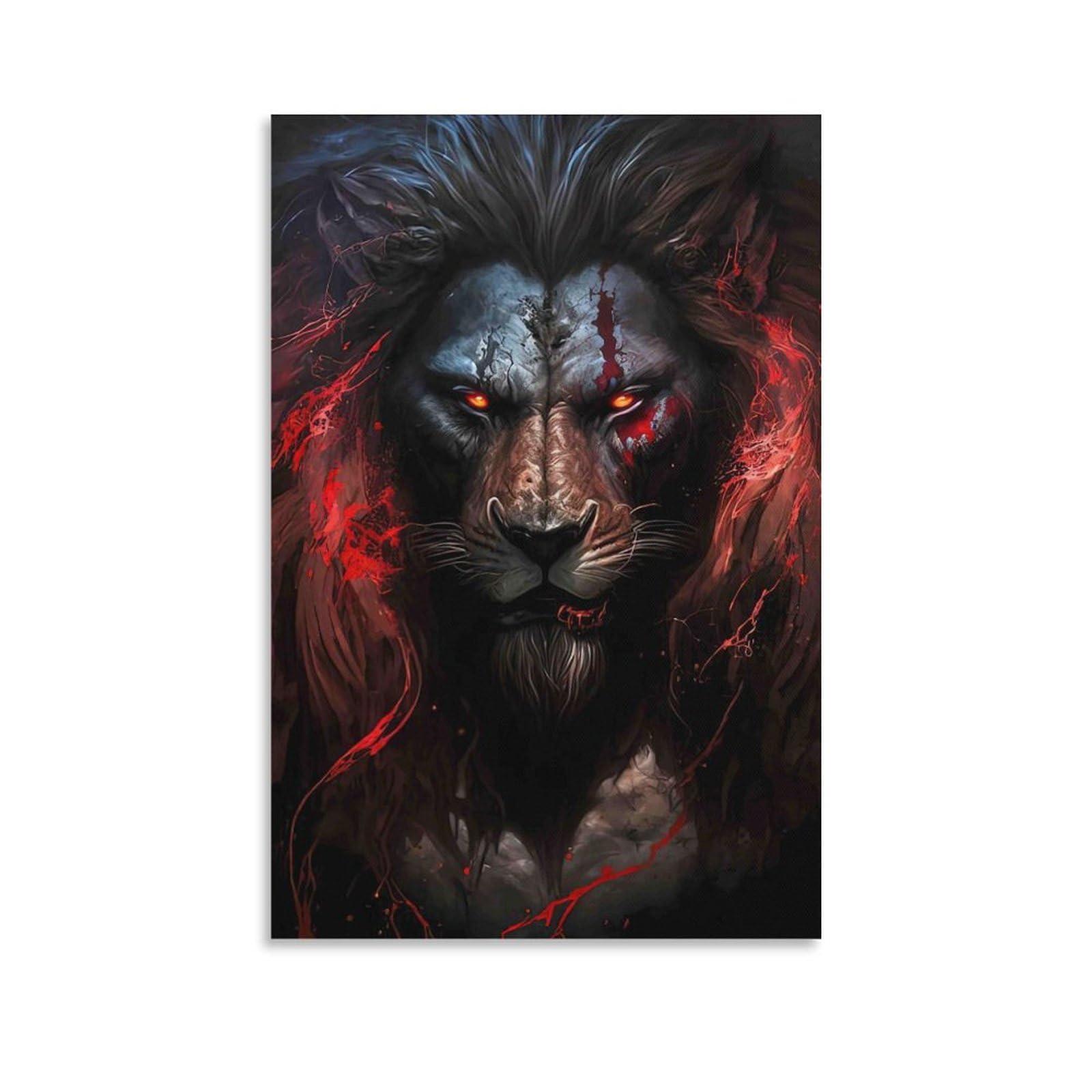 DHBANEIOK Dark Lion Warrior Wall Decor Poster Giclee Canvas Prints Modern Wall Art Picture Wall Hanging for Office Gym Living Room Decor 24x36inch(60x90cm)