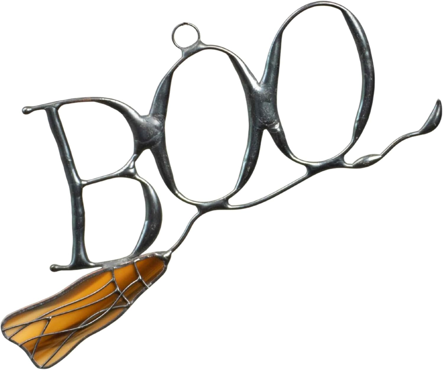 Boo Pumpkin Spooky Halloween Stained Glass Window Hanging Ornament Suncatcher Windows Doors Room Home Decoration Black Cat Halloween Decor Spooky Goth Decor Bat (Broom)