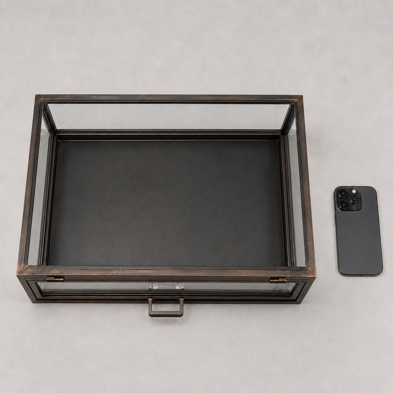 Vitrina Expositora para Coleccionables - Expositor Mesa Metal y Vidrio Bronce - para Colecciones