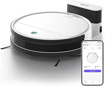OKP K5 Robot Aspirador, Autocargable Aspirador Robot con WiFi App Alexa Control, Succión Fuerte, Sensor de Anticolisión 6D Mejorado, Automático Vacuum Cleaner para Mascotas y Piso