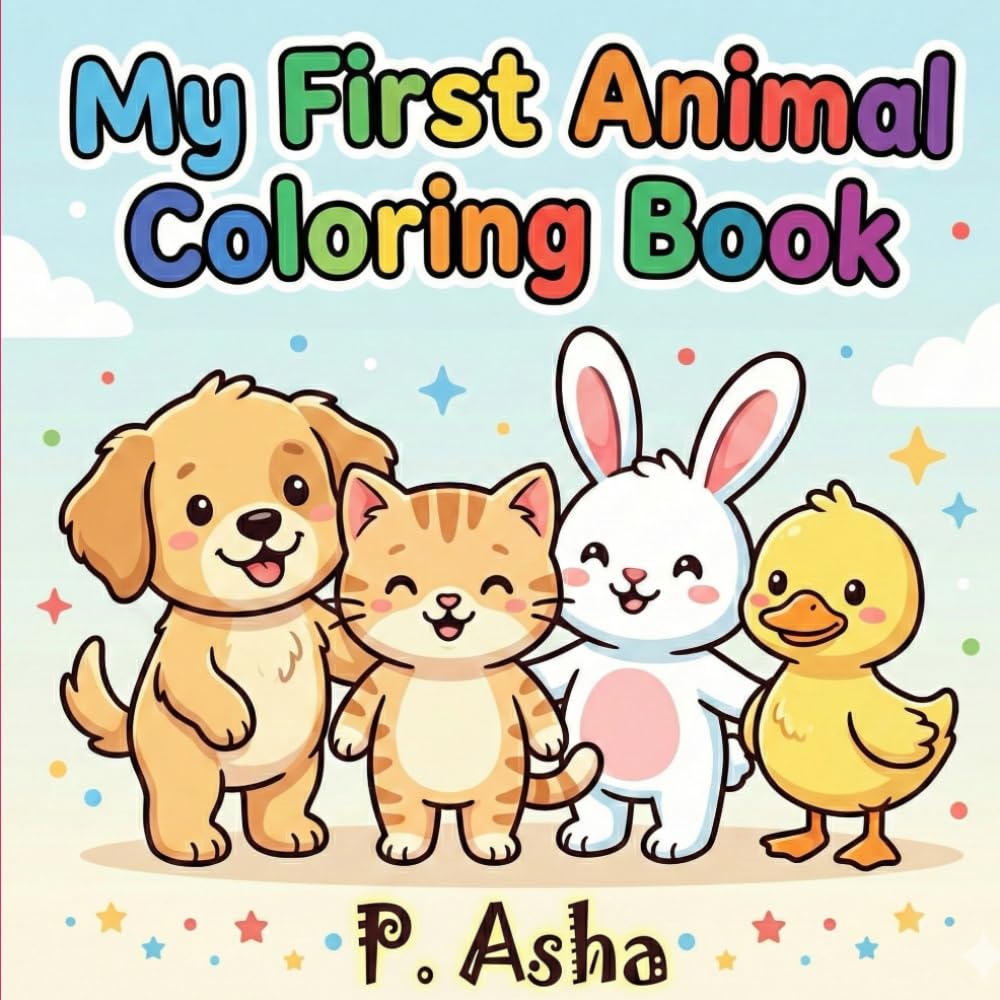 Cute Animals Coloring Book for Kids: Fun and Easy Animal Coloring Pages for Kids Ages 3–6
