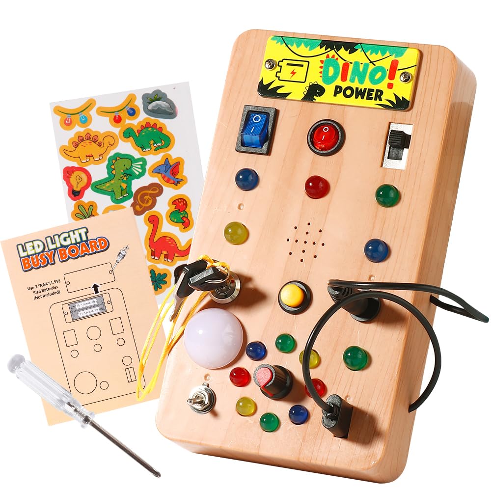 Busy board imitates wooden sensory toys for children with LED light switches, fidgeting board travel toys for more than 18 months, toddler toy gifts for 2 3 4 5 6-year-old boys and girls
