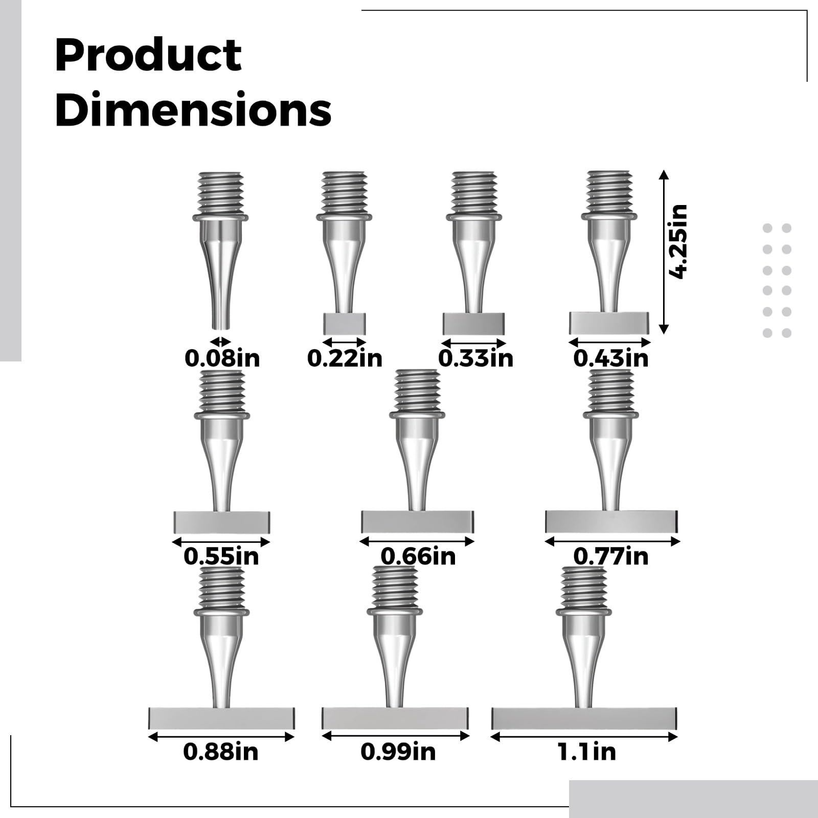 10 pointes métalliques de rechange pour stylo art strass, acier inoxydable, têtes variées, filetage sécurisé, outil DIY pour broderie diamant 5D, pour une pose précise des strass