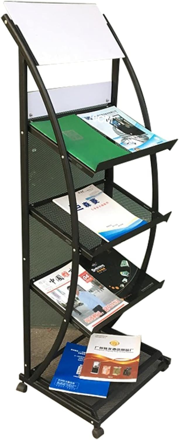 JKJZSALJ Brochure Display Magazine Rack Floor Standing,Magazine Rack Brochure Display Stand Books Magazines Holder Flyers Organizer Floor Standing Newspapers Storage Rack