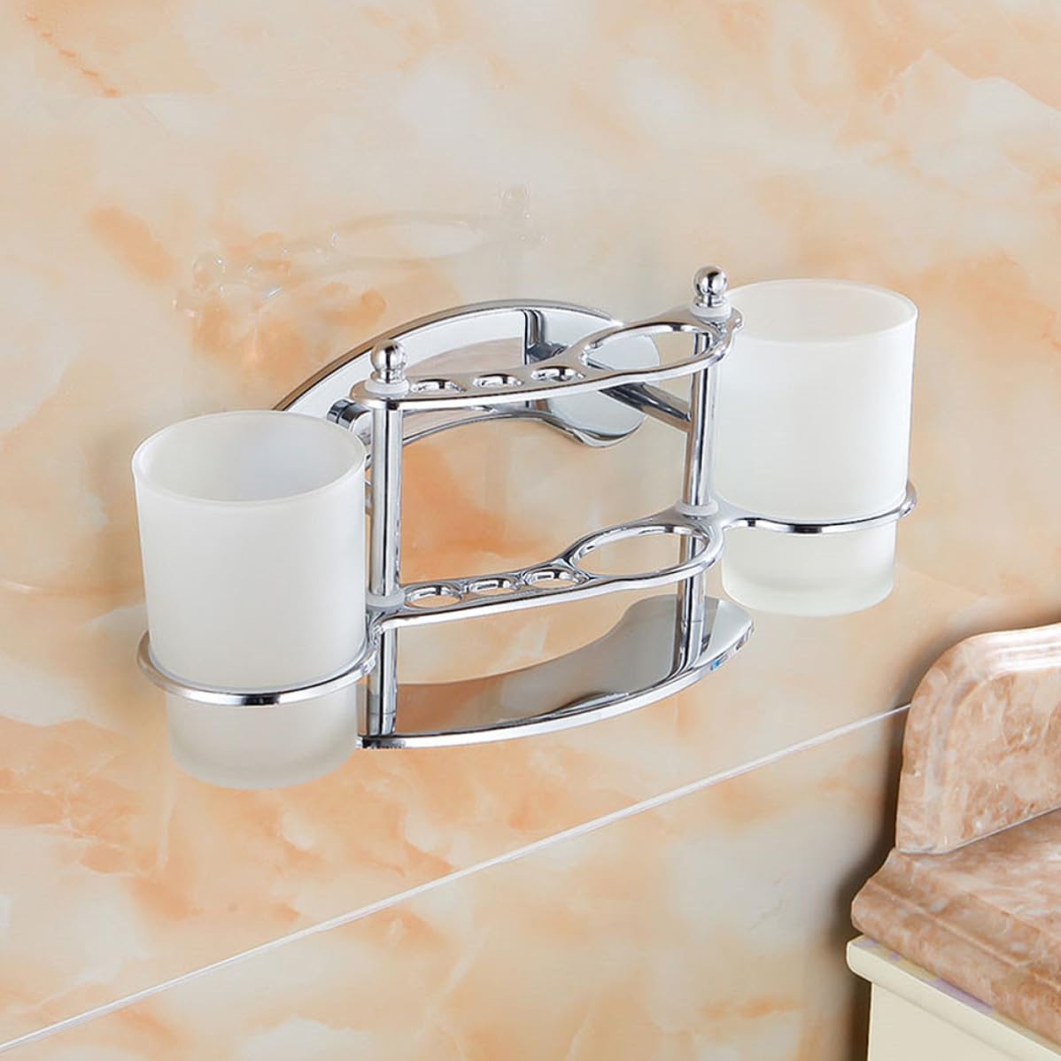 Portacepillos de Dientes Vaso de Vidrio Doble para Baño