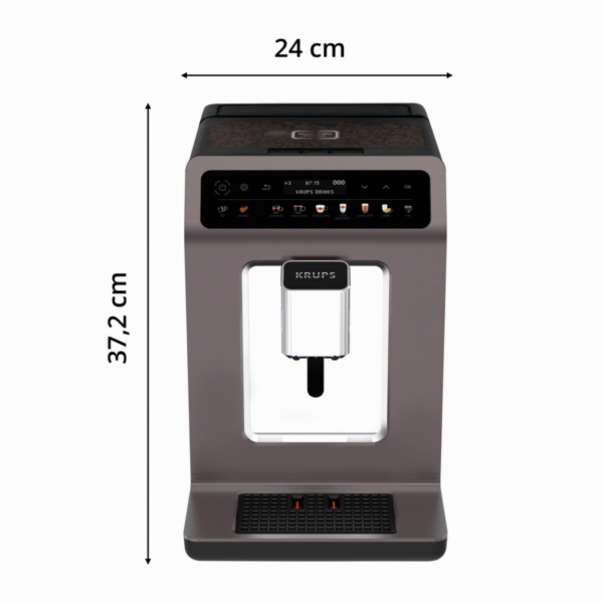 Krups EA895N10 Cafetera automática Evidence One, One Touch Cappuccino, Función de doble taza, 12 especialidades de bebidas, Pantalla a color, Depósito de agua de 2,3 litros, 1450 W